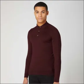 Reums Uomo Slim Fit Merino Wool-Blend Wine Polo>>