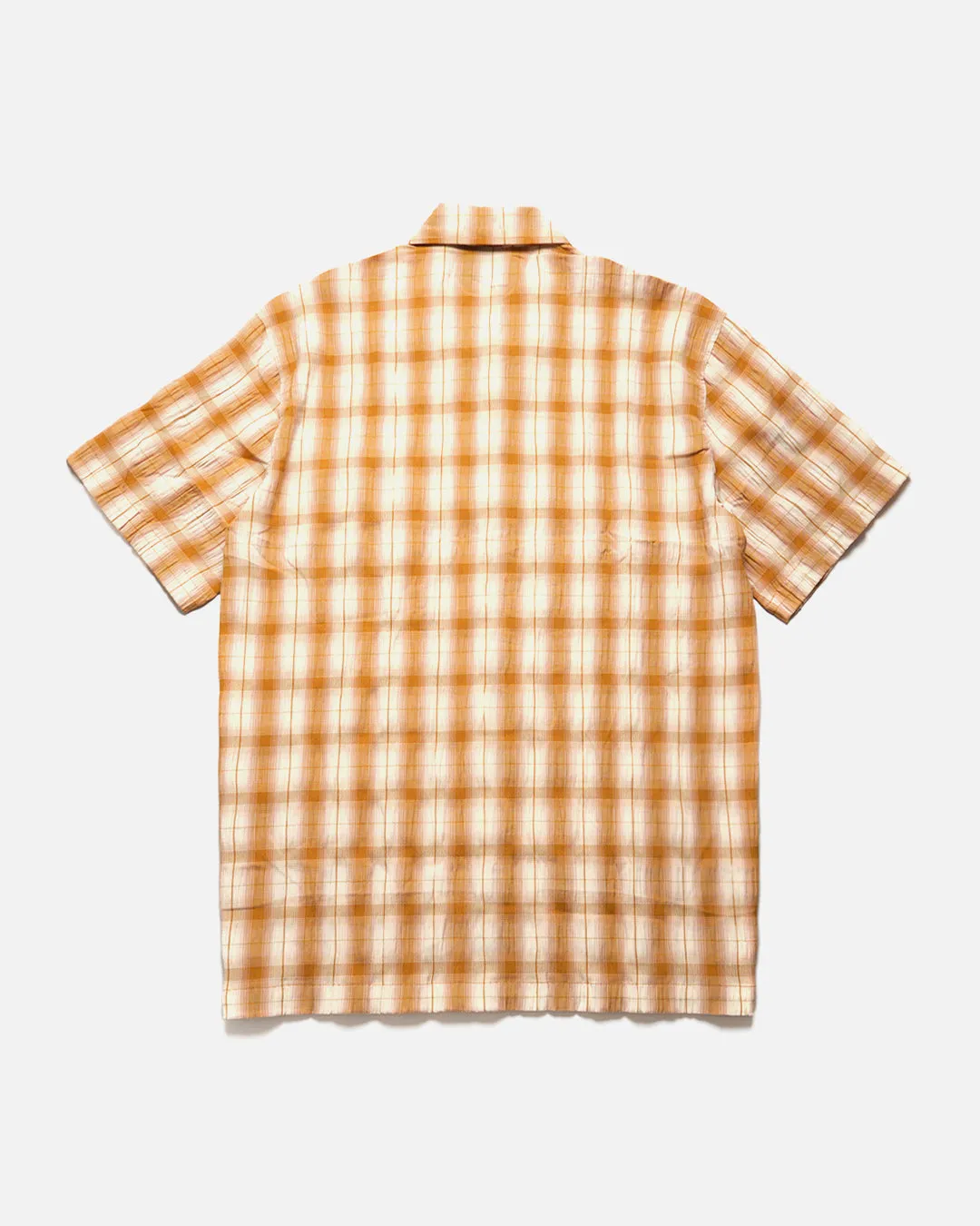 Seersucker Short Sleeve Shirt - Golden Brown Plaid