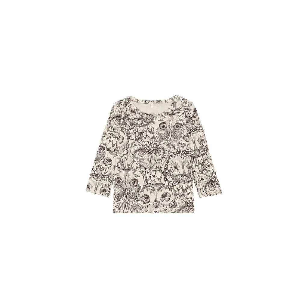 SGBella L/S Baby Tee w/Owls - Creamy White (Cream)