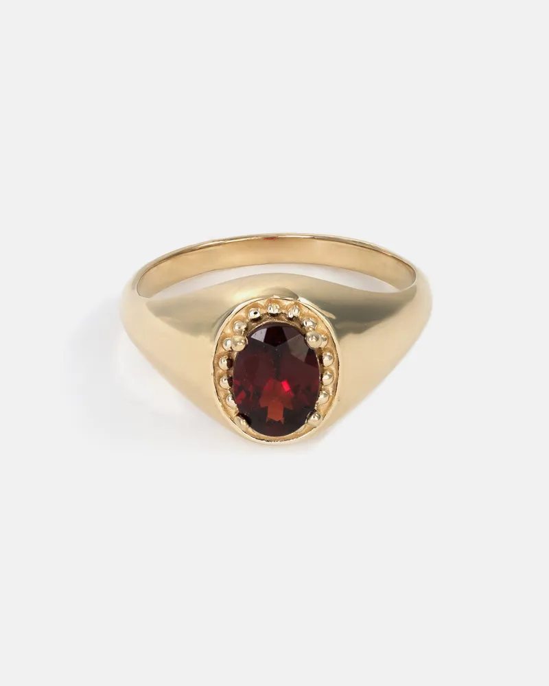 Signet Galatée Ring in 14k Yellow Gold with Anthill Garnet