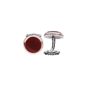 Silver Agate Stone Round Model Cufflink