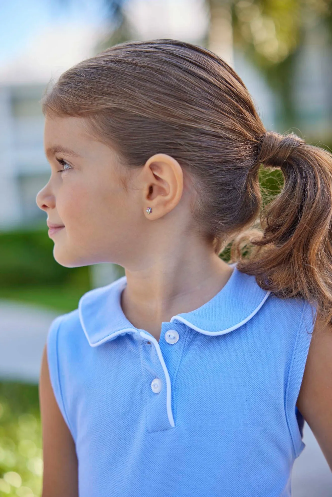 Sleeveless Polo Dress - Light Blue