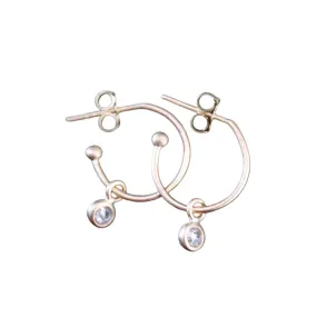 Small Hoop & Diamond Dangle Earrings