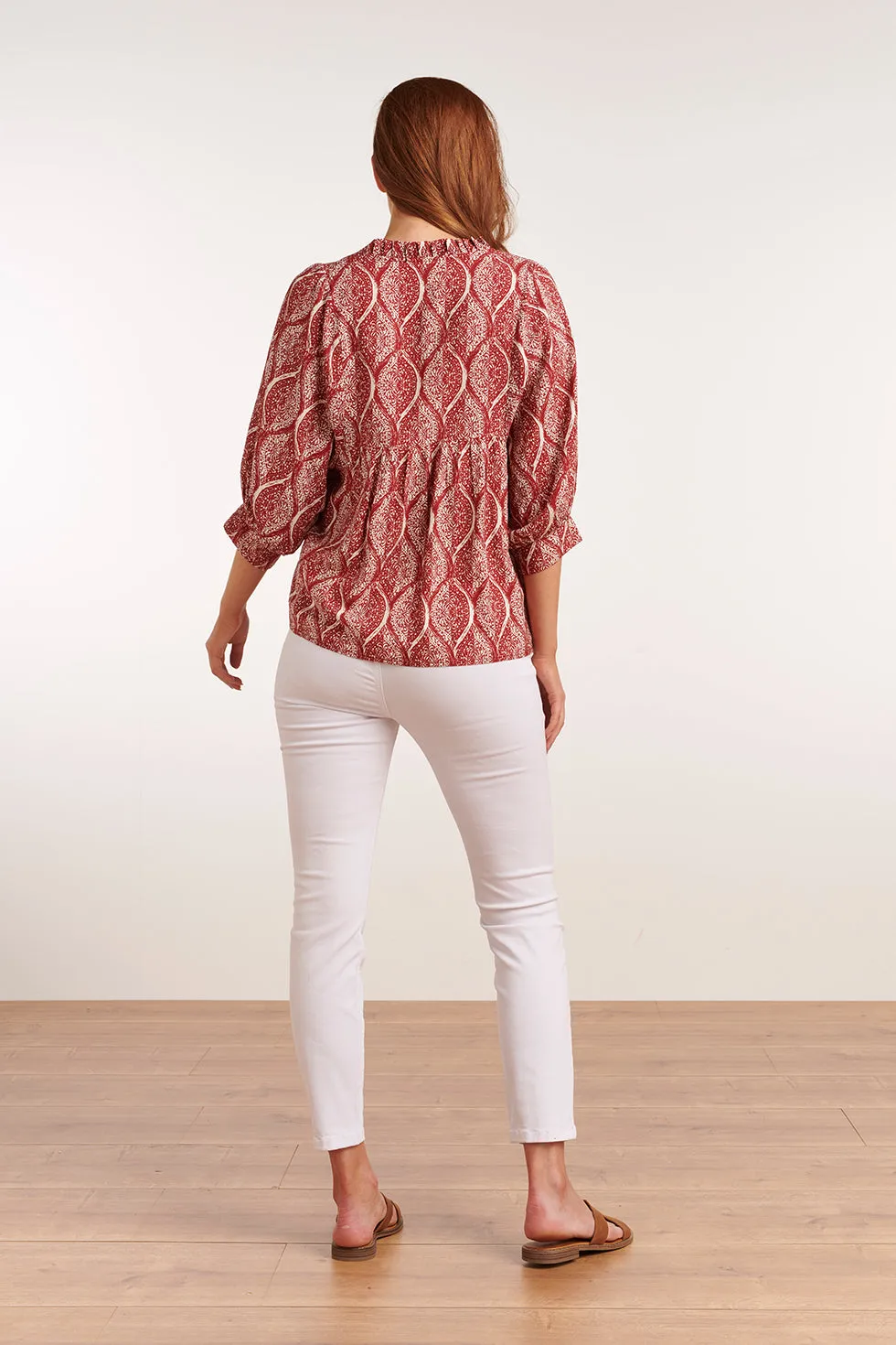 Smashed Lemon Milou Red and White Blouse