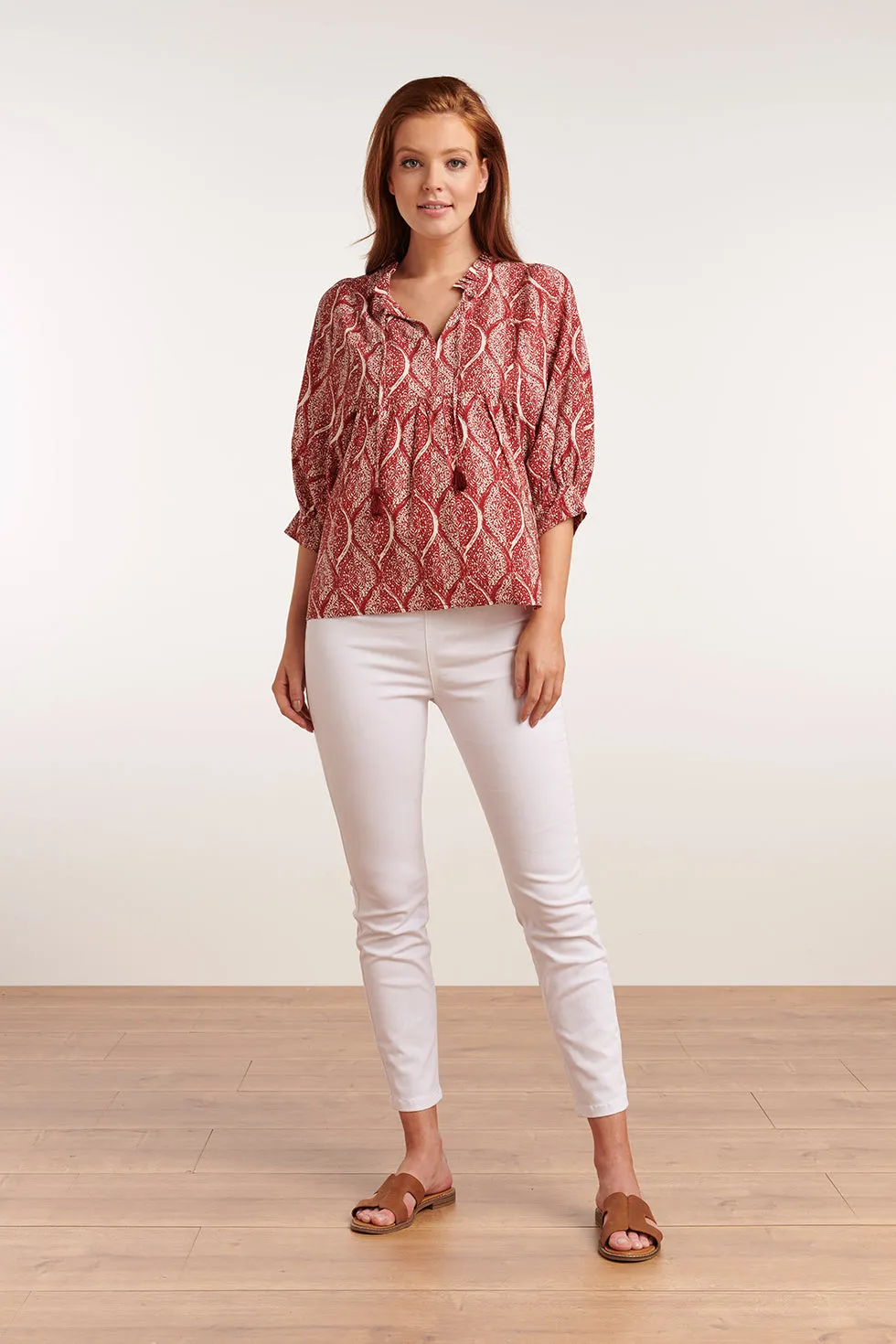 Smashed Lemon Milou Red and White Blouse