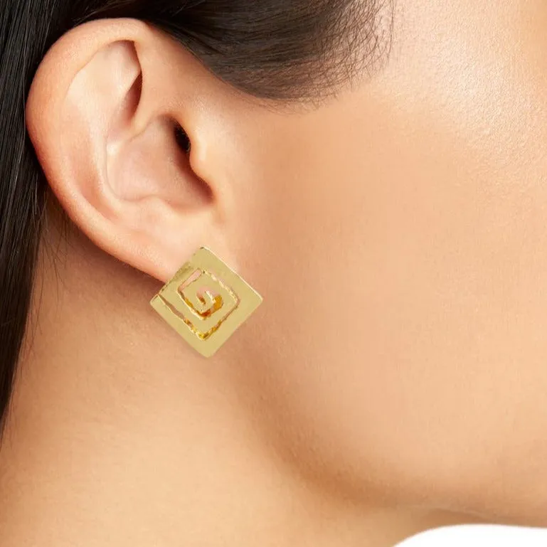 Square spiral clip-on Earrings