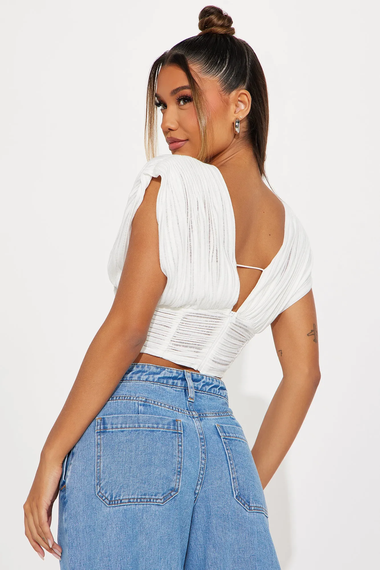 St. Lucia Plunge Ruched Top - Off White