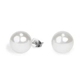 Stainless 12 mm pearl stud earrings