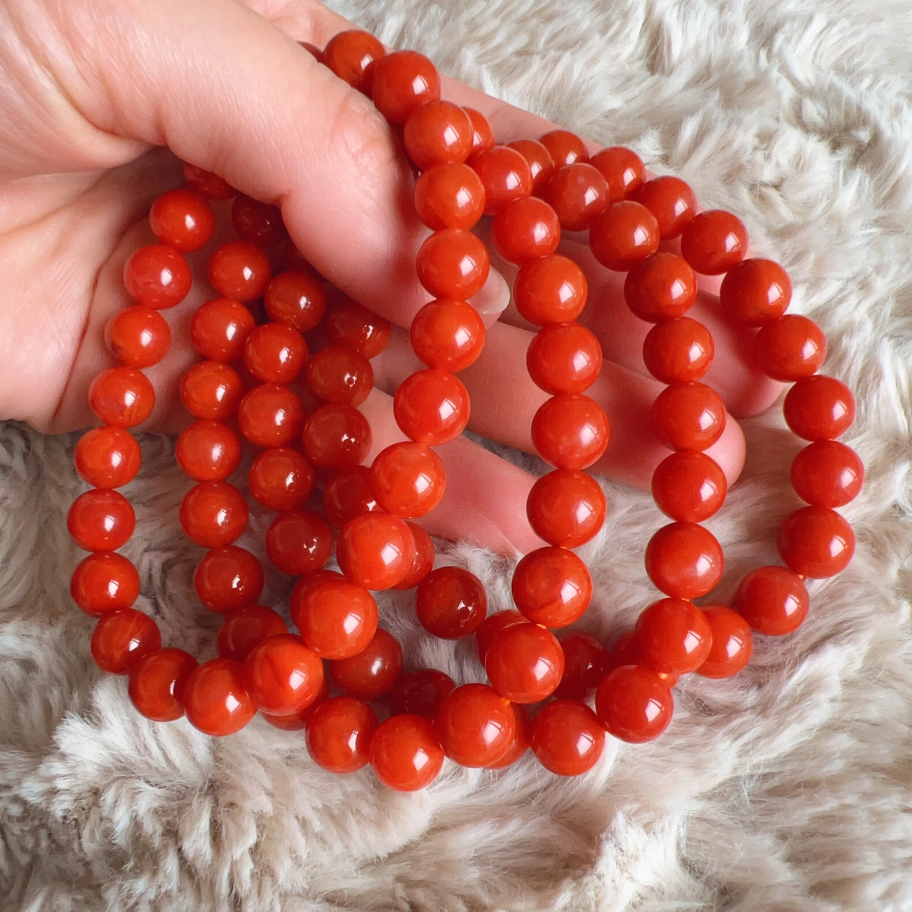 Stone of Strength Handmade High-Quality Nanhong Agate Bracelet | Natural Root Chakra Healing Stone Jewelry