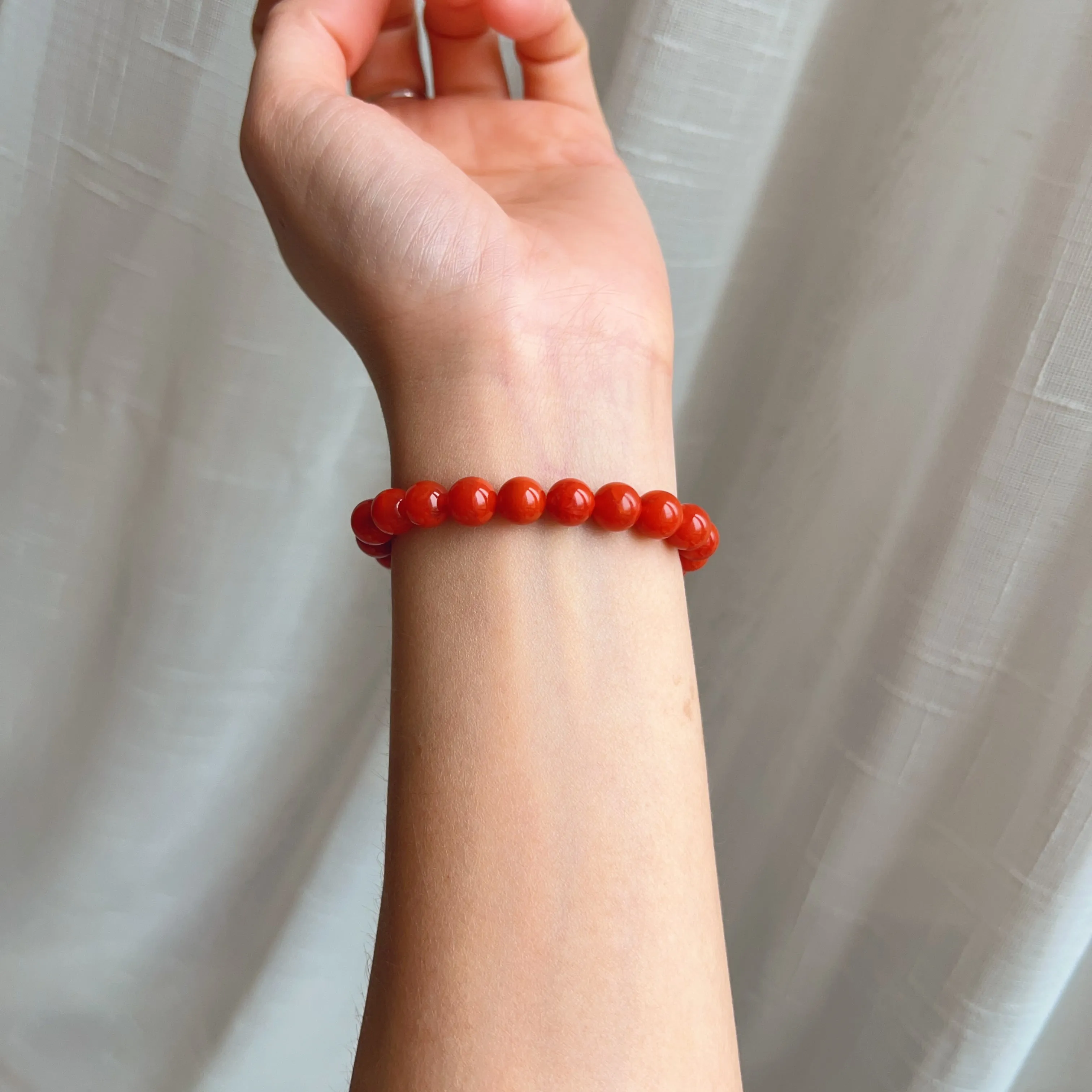 Stone of Strength Handmade High-Quality Nanhong Agate Bracelet | Natural Root Chakra Healing Stone Jewelry