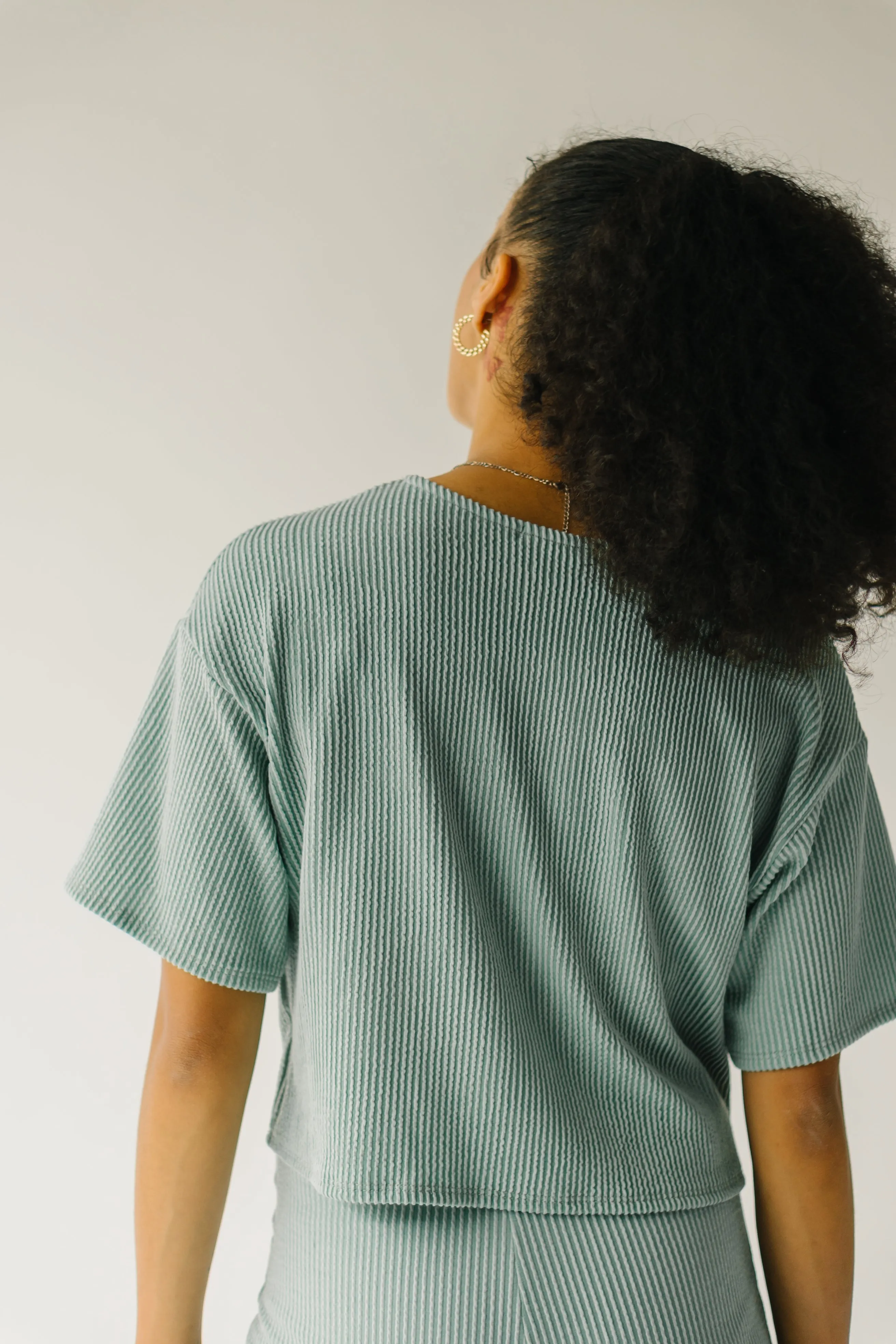 The Kelce Ribbed Blouse in Sage