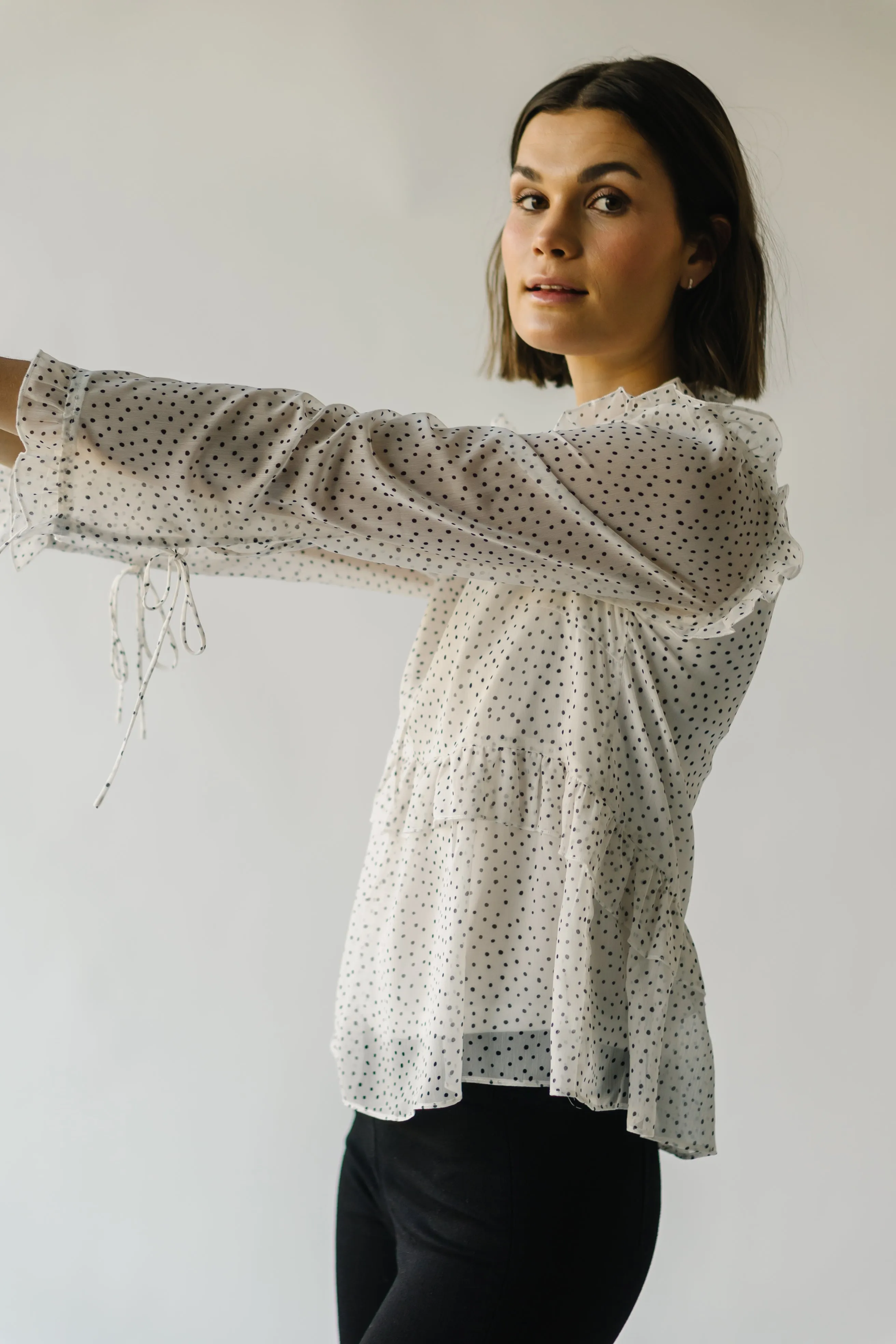 The Kittery Polka Dot Chiffon Blouse in Cream