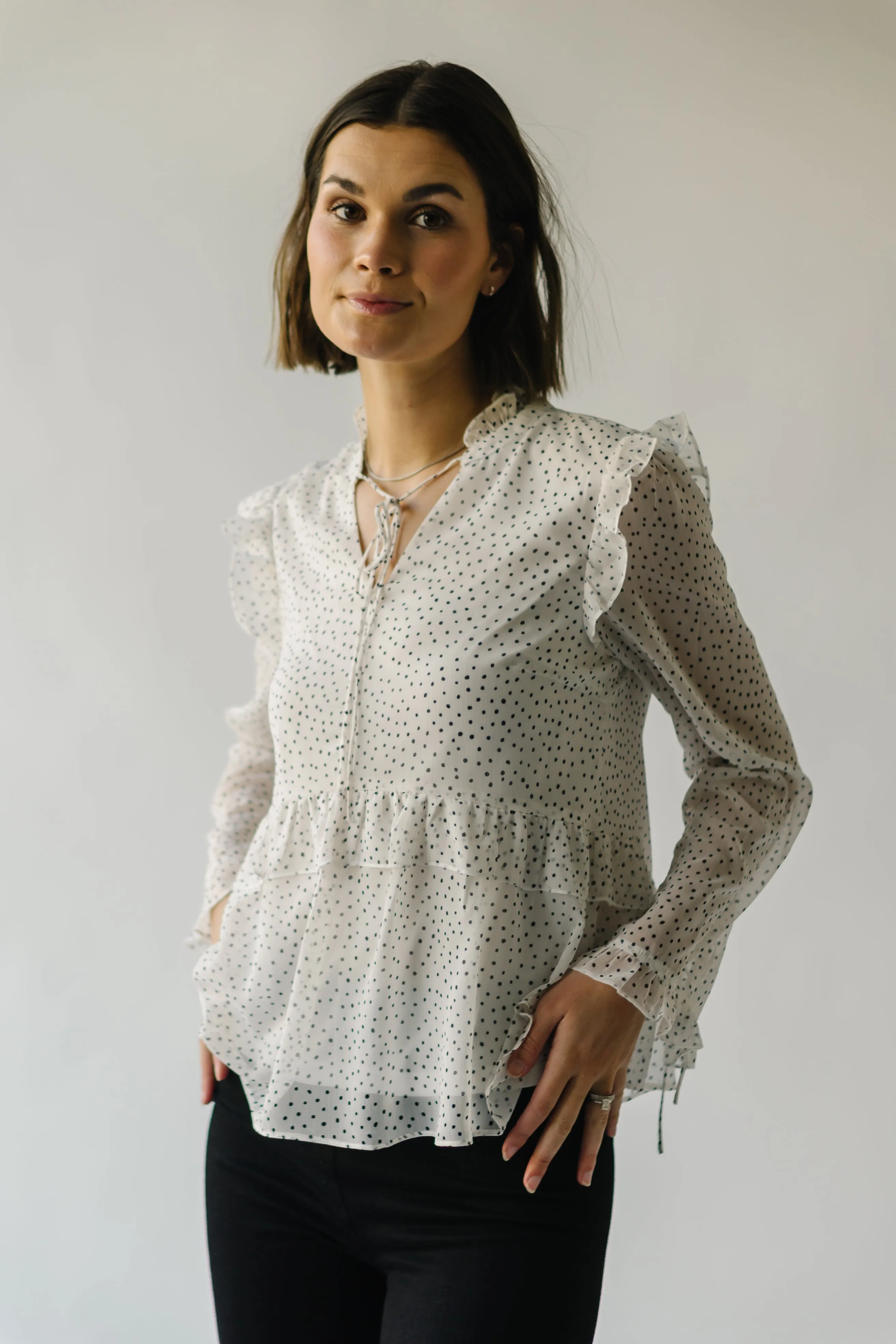 The Kittery Polka Dot Chiffon Blouse in Cream