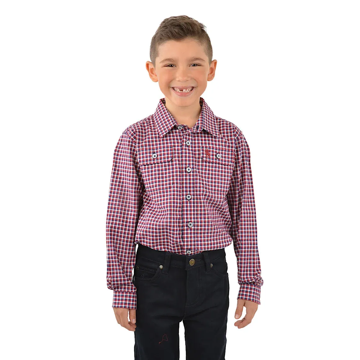 Thomas Cook Boys Hume Check 2-Pocket L/S Shirt - Red/Navy