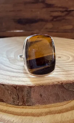 TIGER'S EYE and Silver Ring Size 10