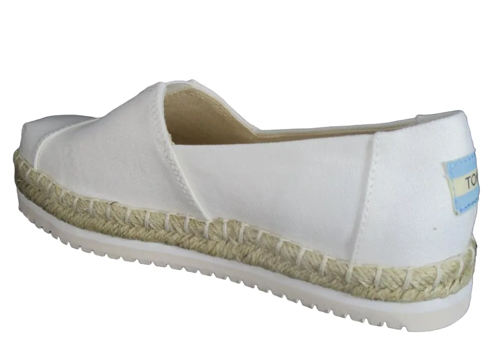 Toms women's canvas shoe with wedge Alpargata 10013814 white-rope