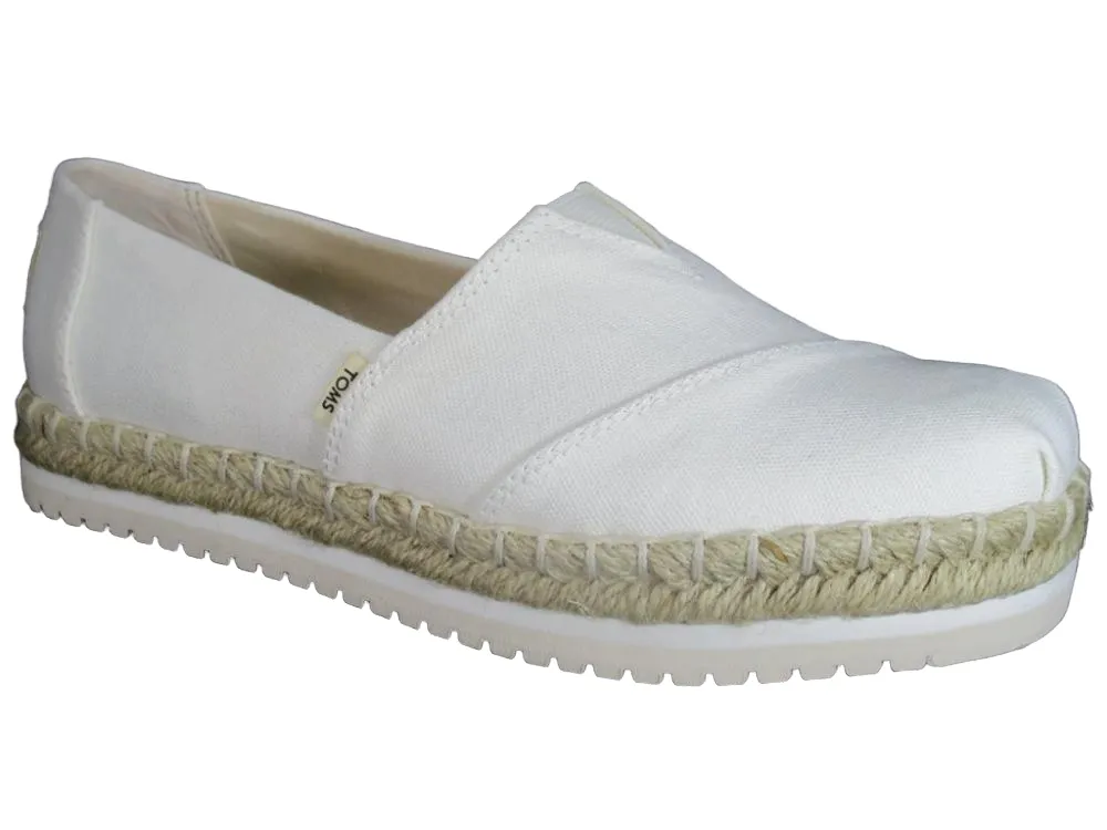 Toms women's canvas shoe with wedge Alpargata 10013814 white-rope