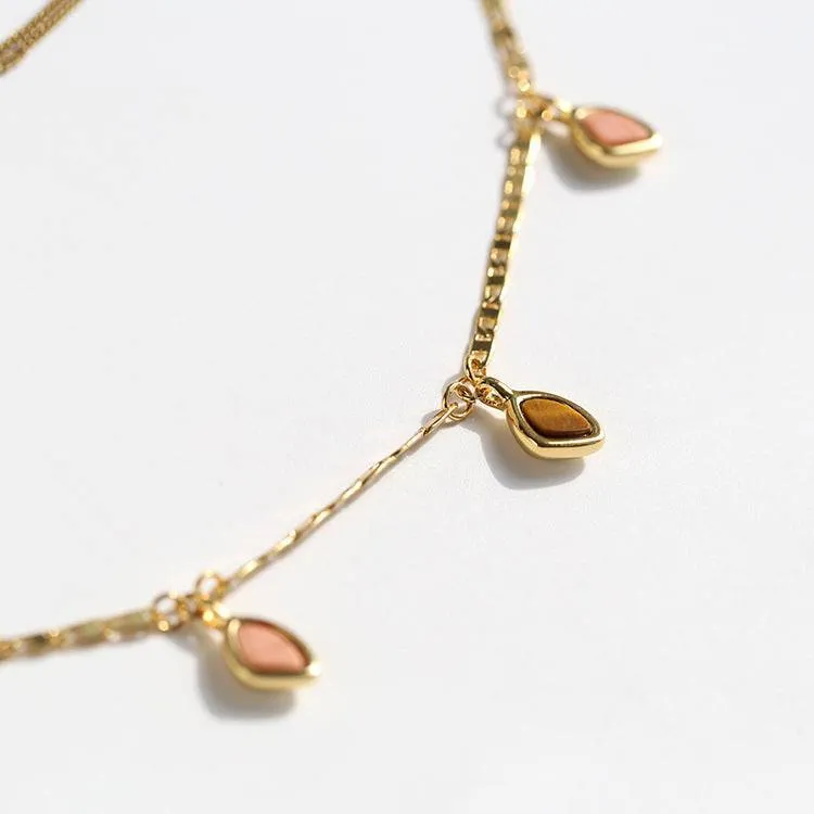 Triple layered Gemstone Gold Necklace