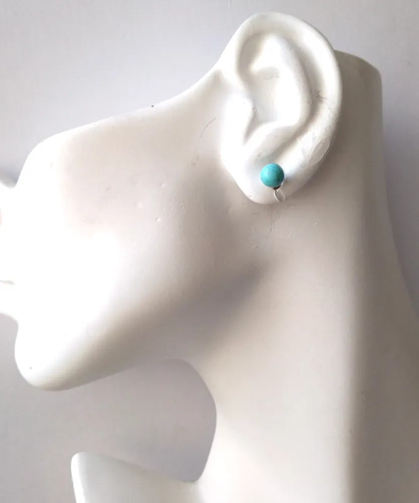 Turquoise and Feather Asymmetric Earrings