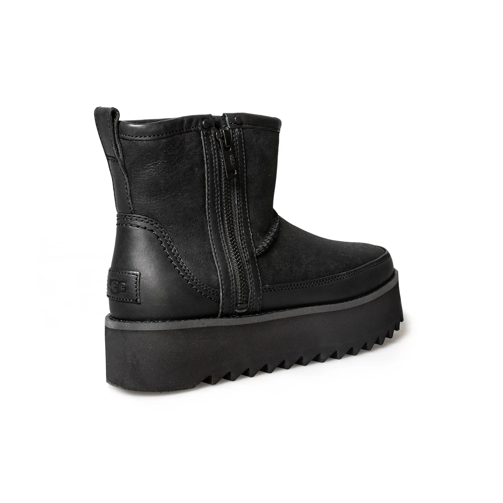 UGG Classic Rebel Biker Mini Black Boots - Women's