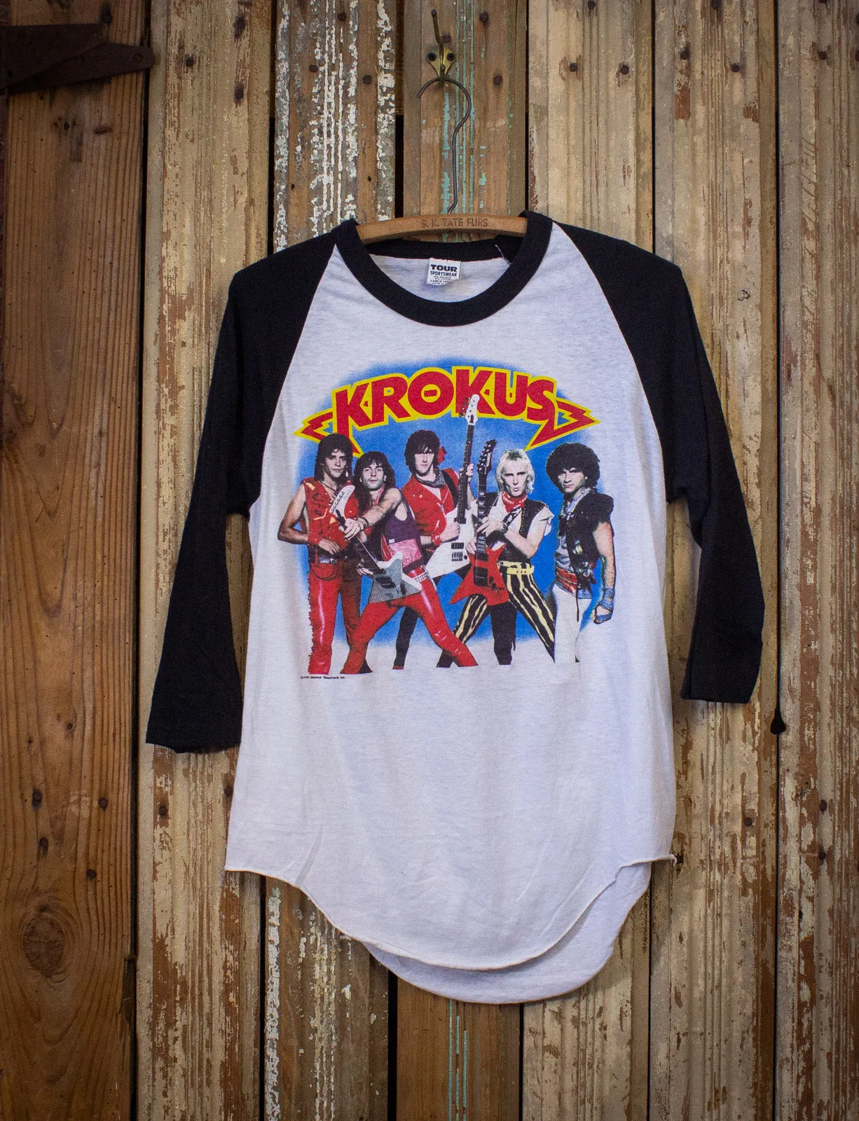 Vintage 1984 Krokus Rock The Nation Raglan Concert T Shirt Large