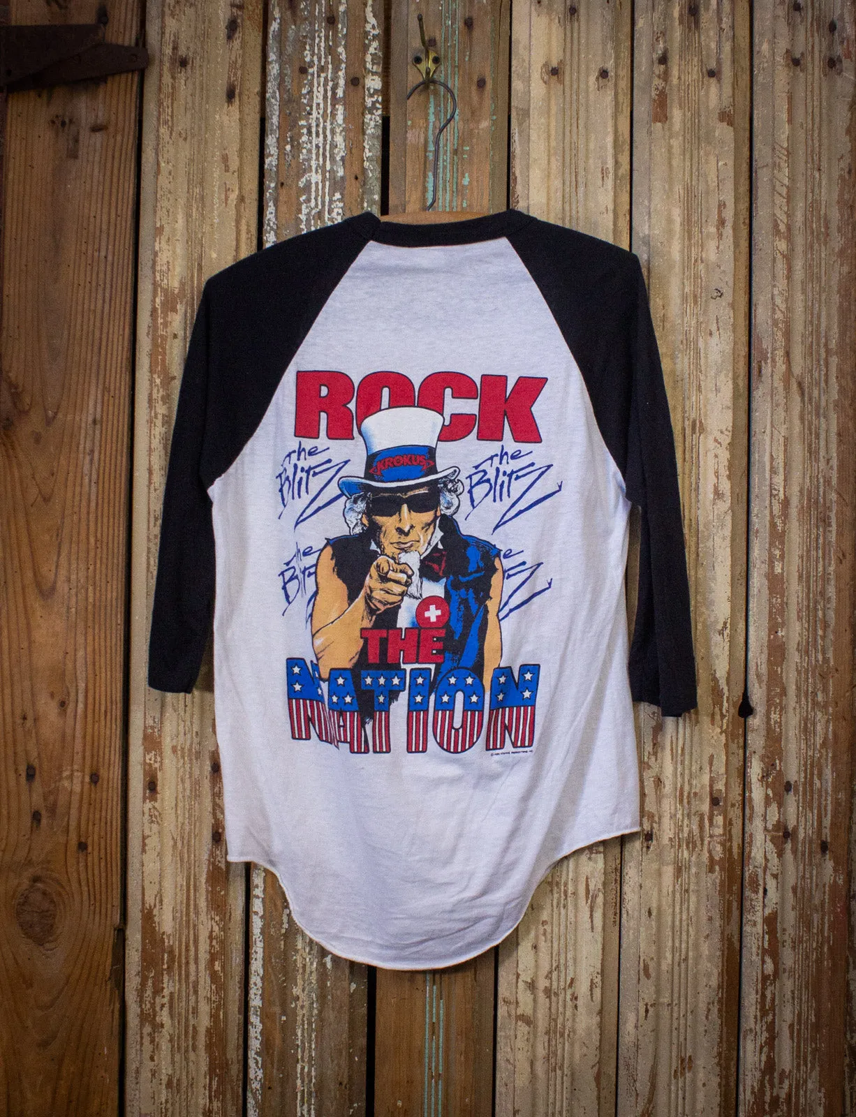 Vintage 1984 Krokus Rock The Nation Raglan Concert T Shirt Large