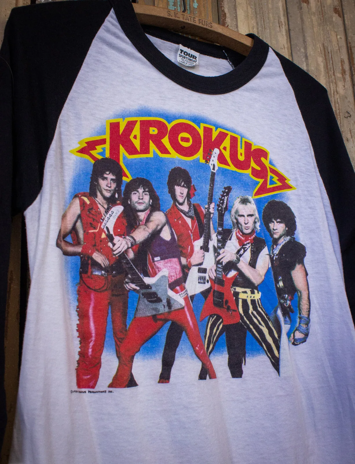 Vintage 1984 Krokus Rock The Nation Raglan Concert T Shirt Large