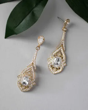 Vintage Emerald CZ Bridal Earrings