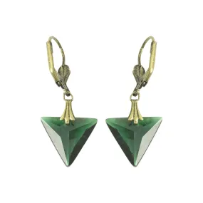 Vintage Emerald Earrings: Emerald Triangle 1920s Drop Earrings