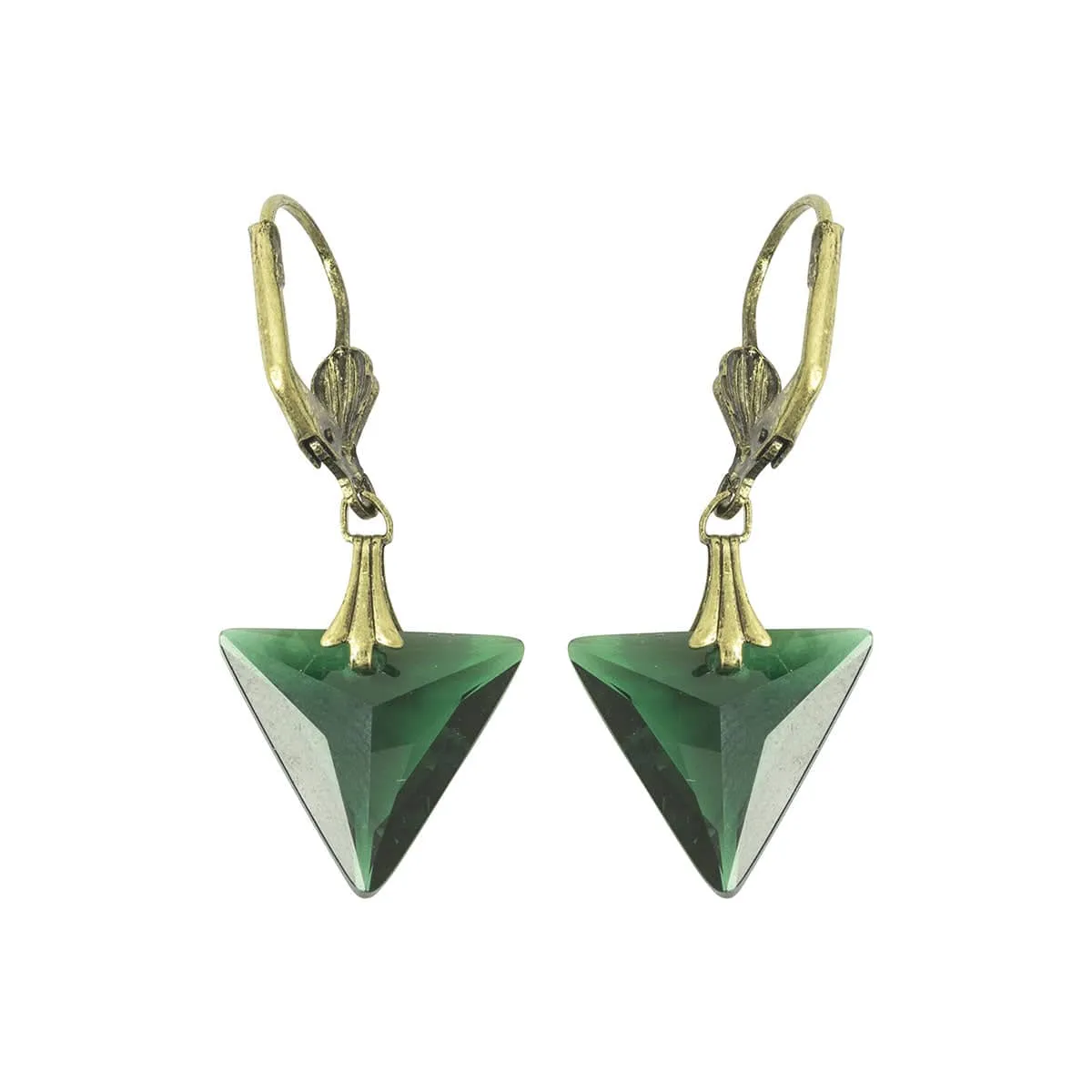 Vintage Emerald Earrings: Emerald Triangle 1920s Drop Earrings