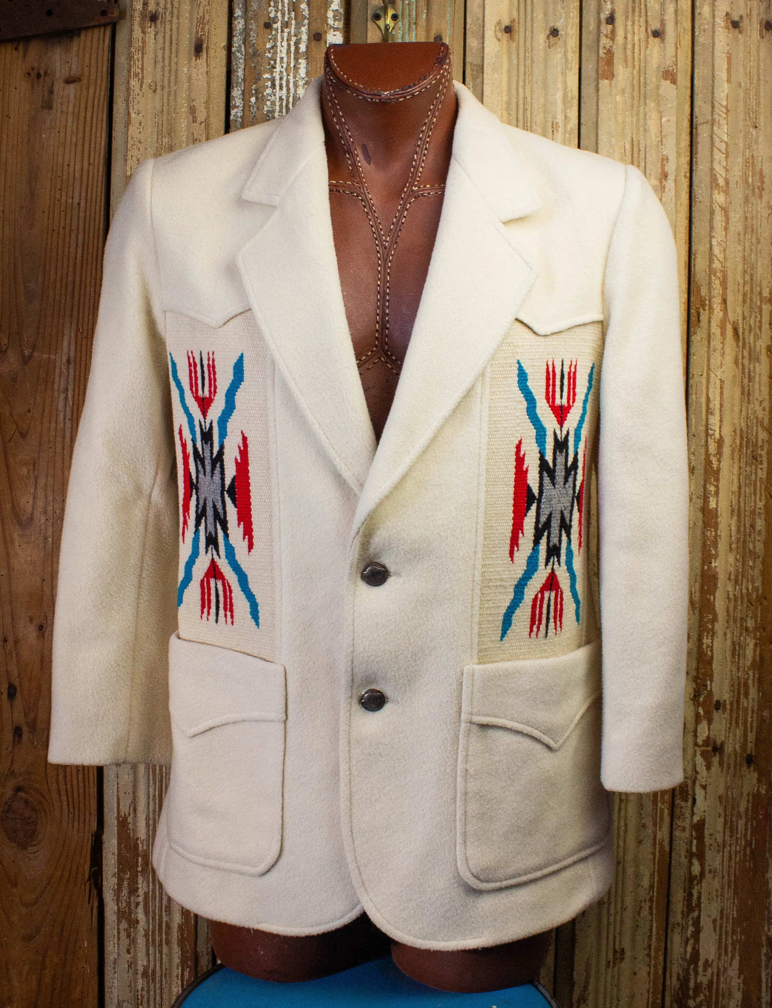 Vintage Pioneer Wear Chimayo Wool Blazer White Large