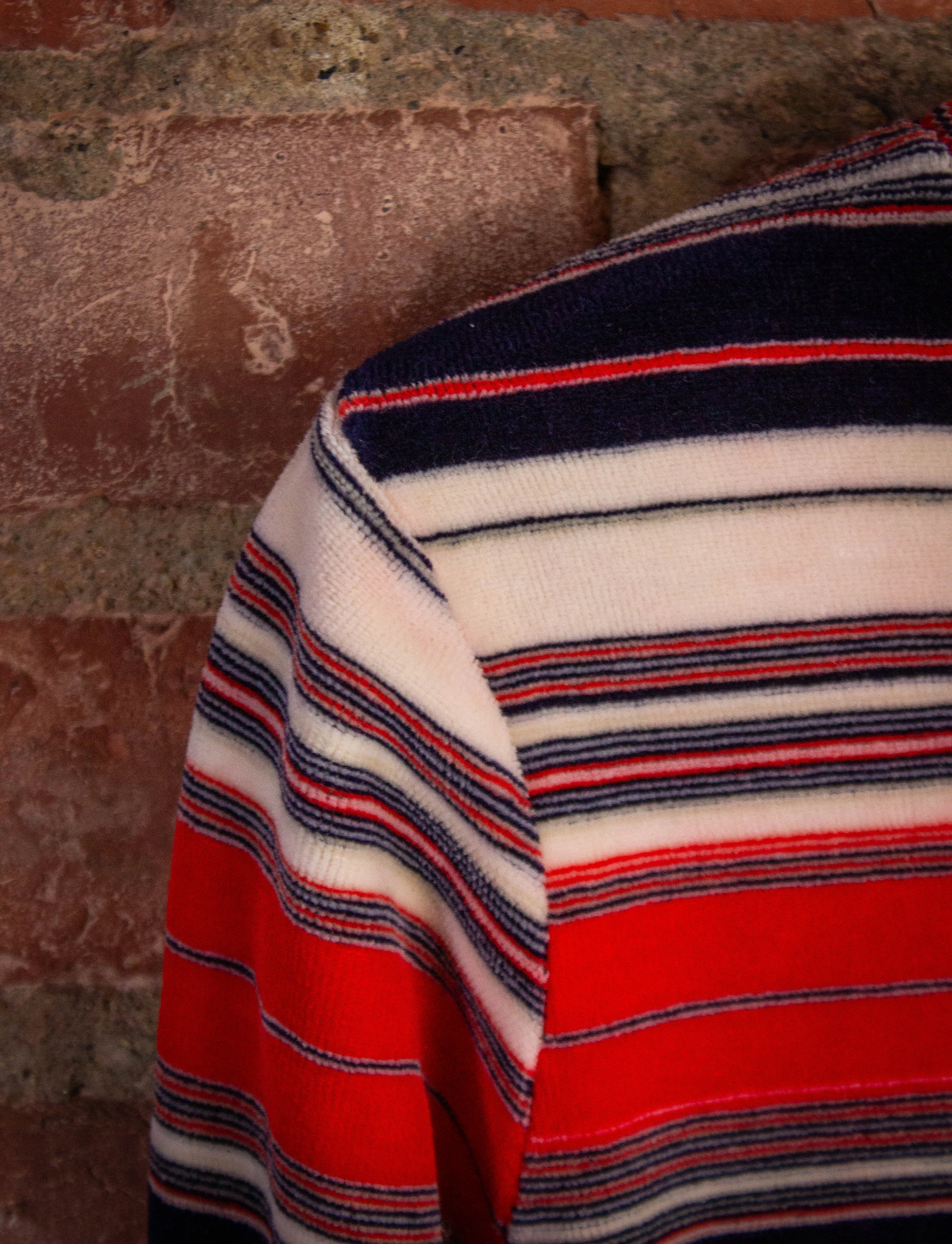 Vintage Topsy Teens Women's Striped Long Sleeve Shirt 70s Orange/Blue/White Small