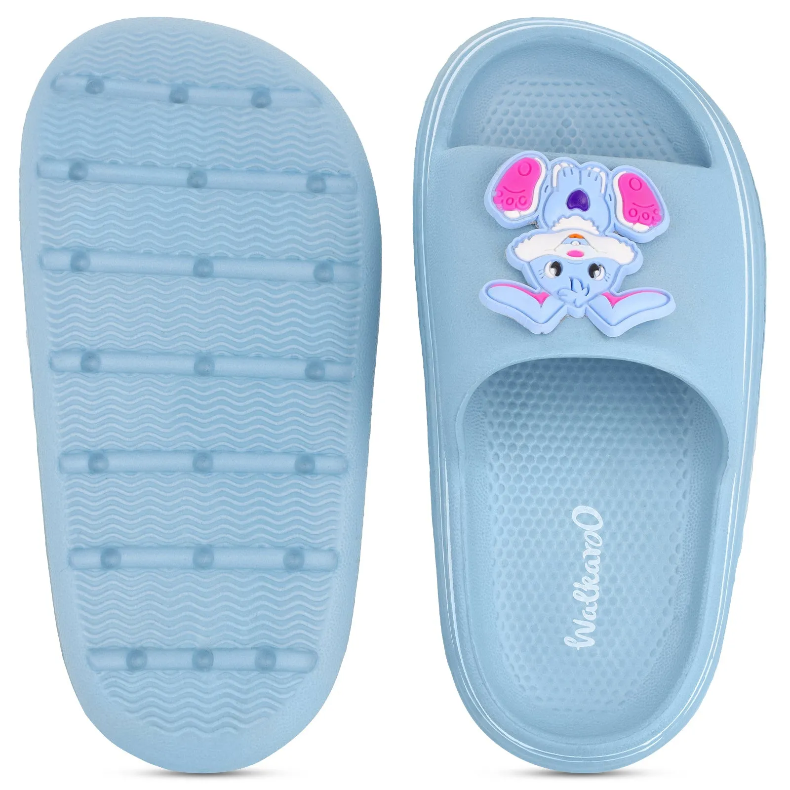 Walkaroo Kids Solid Clog Sandals  - WK382 Aqua Blue