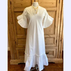 White Flutter Sleeve Dress