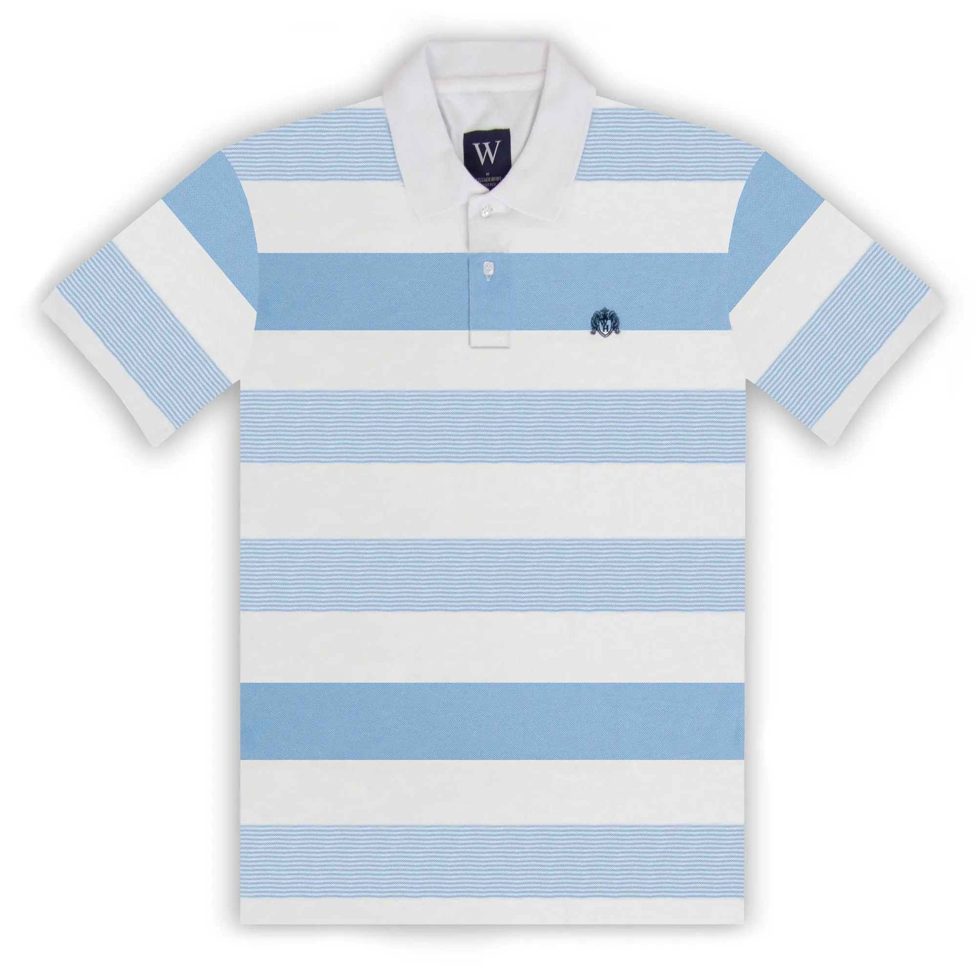 White with Sky Stripe Polo