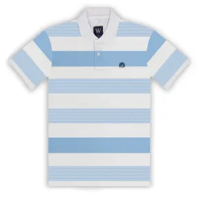 White with Sky Stripe Polo