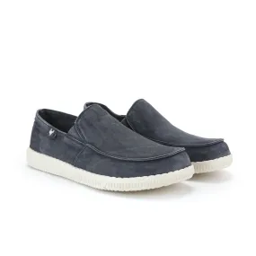 WP150 Navy Blue Washed Canvas Slip-On Loafers