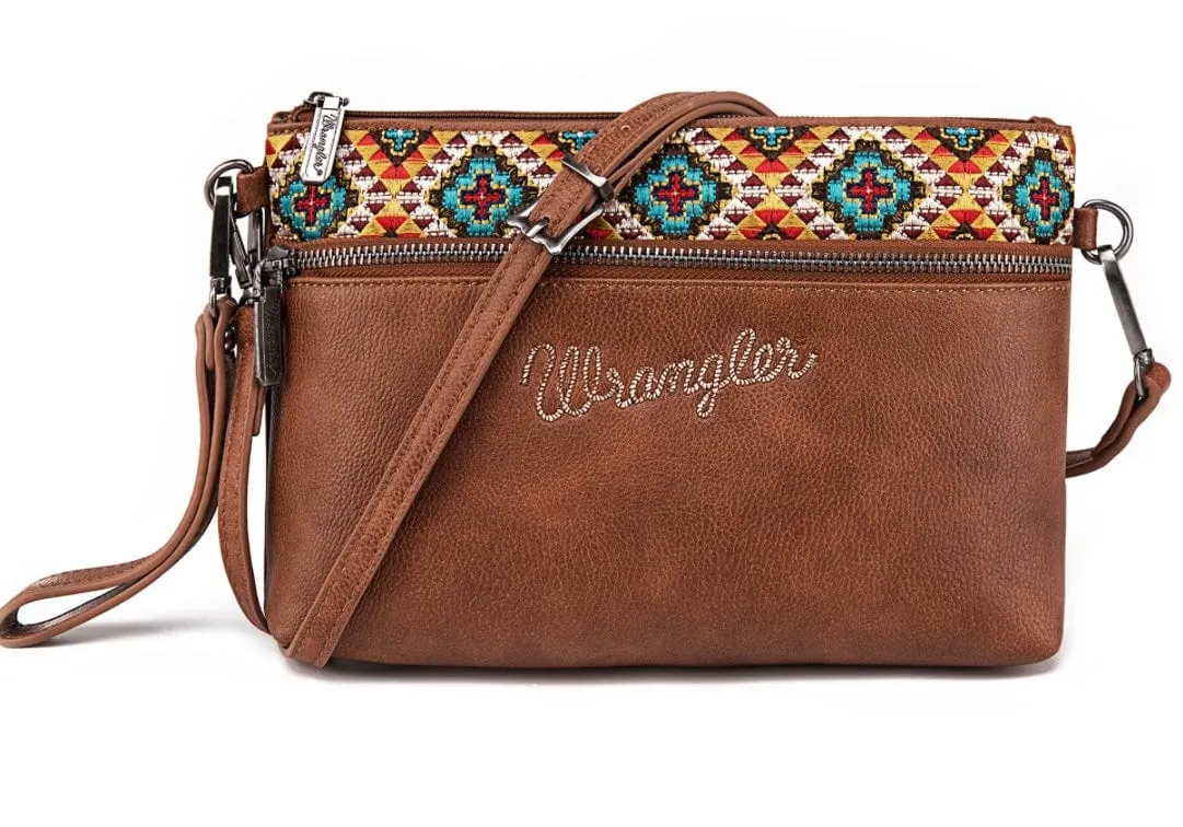 XL Wrangler aztec embroidered WRISTLET crossbody