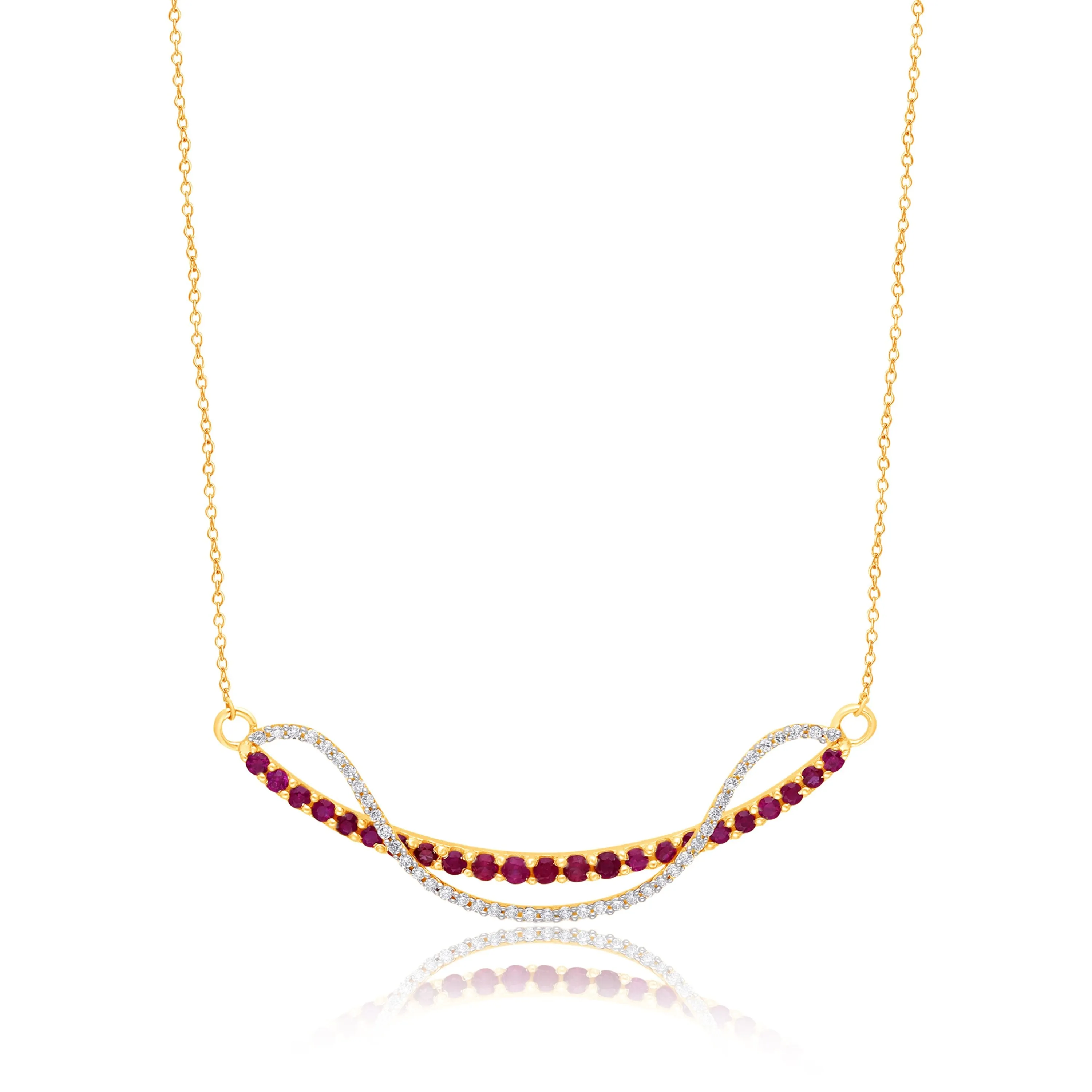 Yellow Gold Ruby & Diamond Infinite Necklace