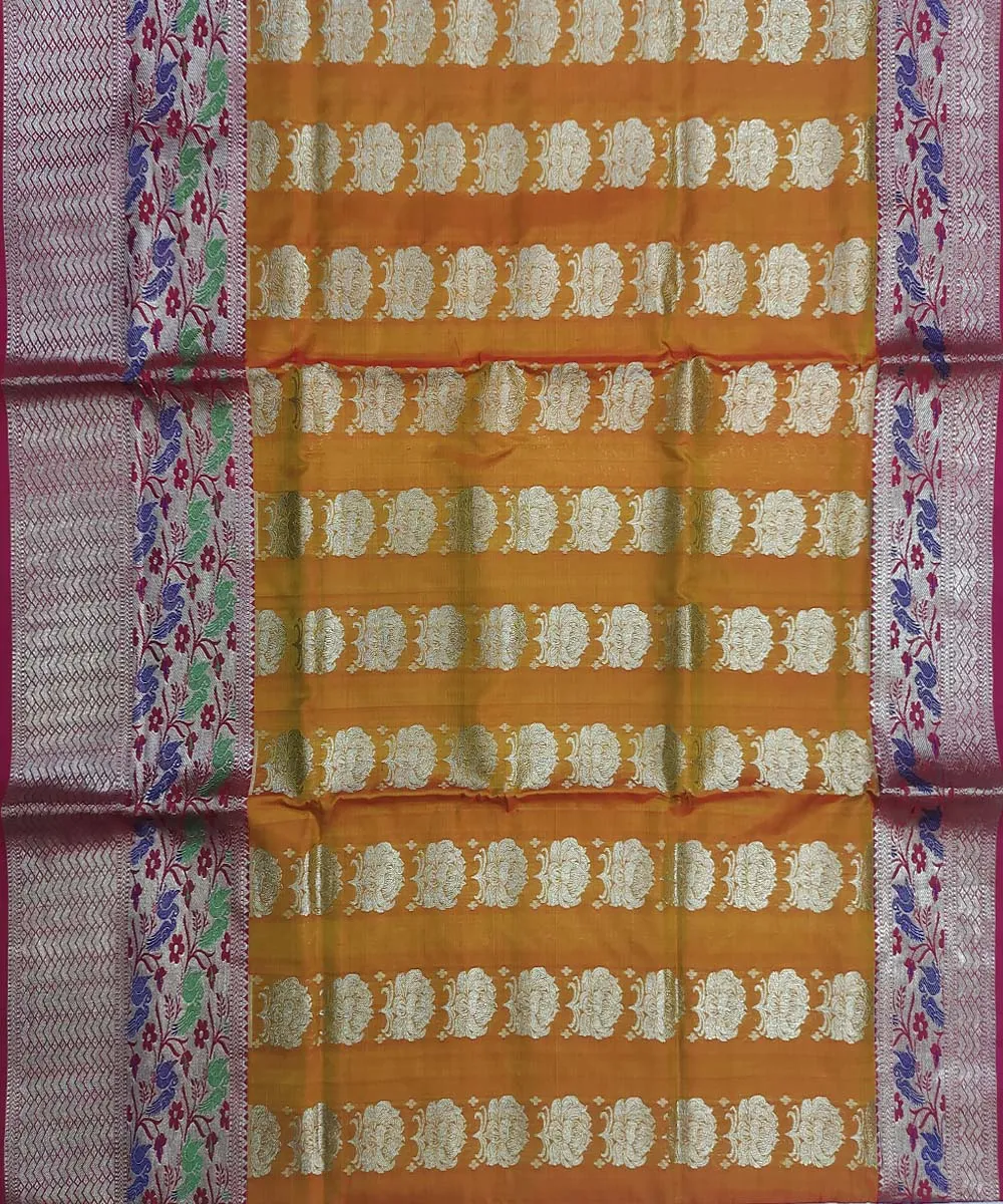 Yellow pink silk handloom venkatagiri saree