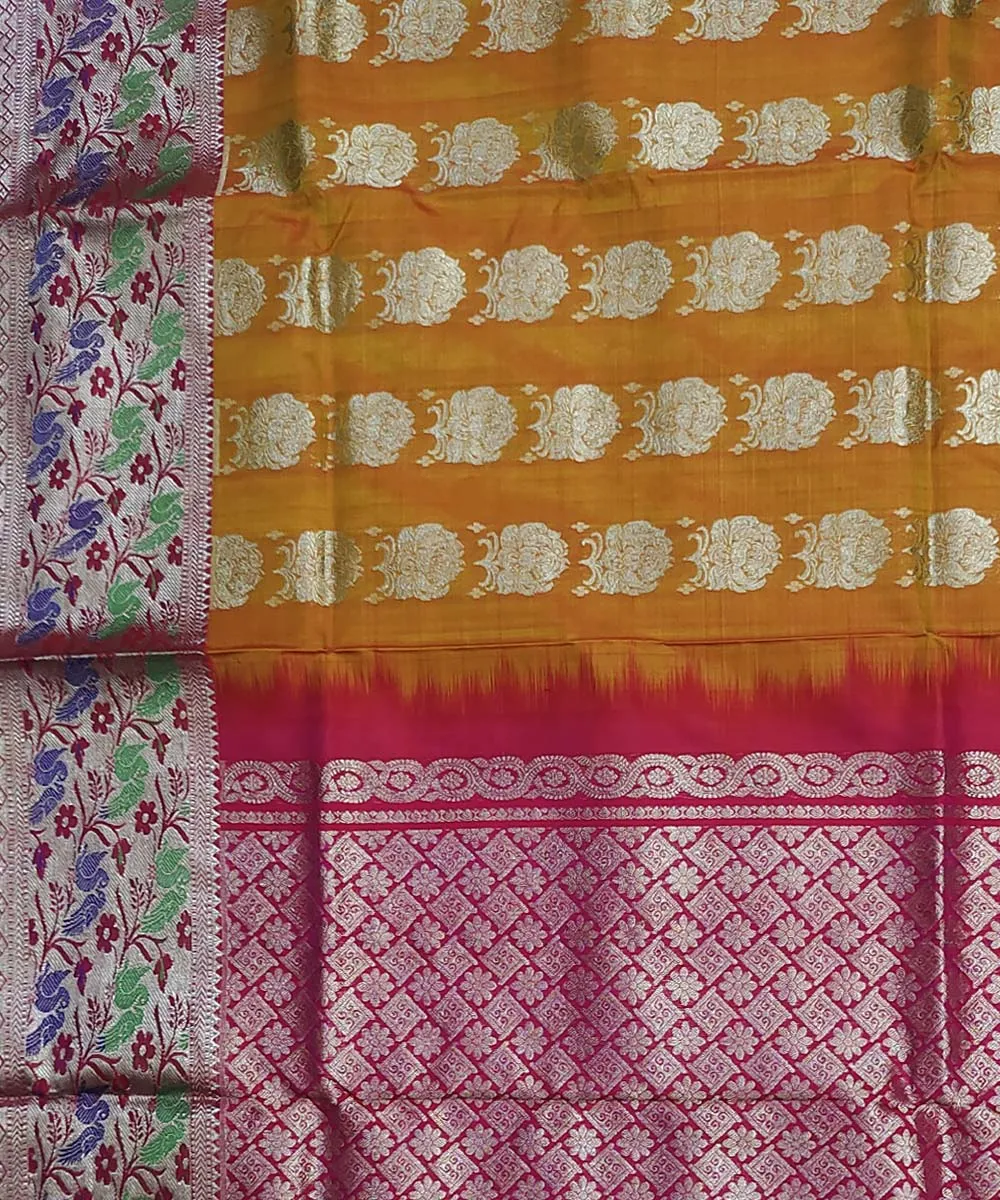 Yellow pink silk handloom venkatagiri saree