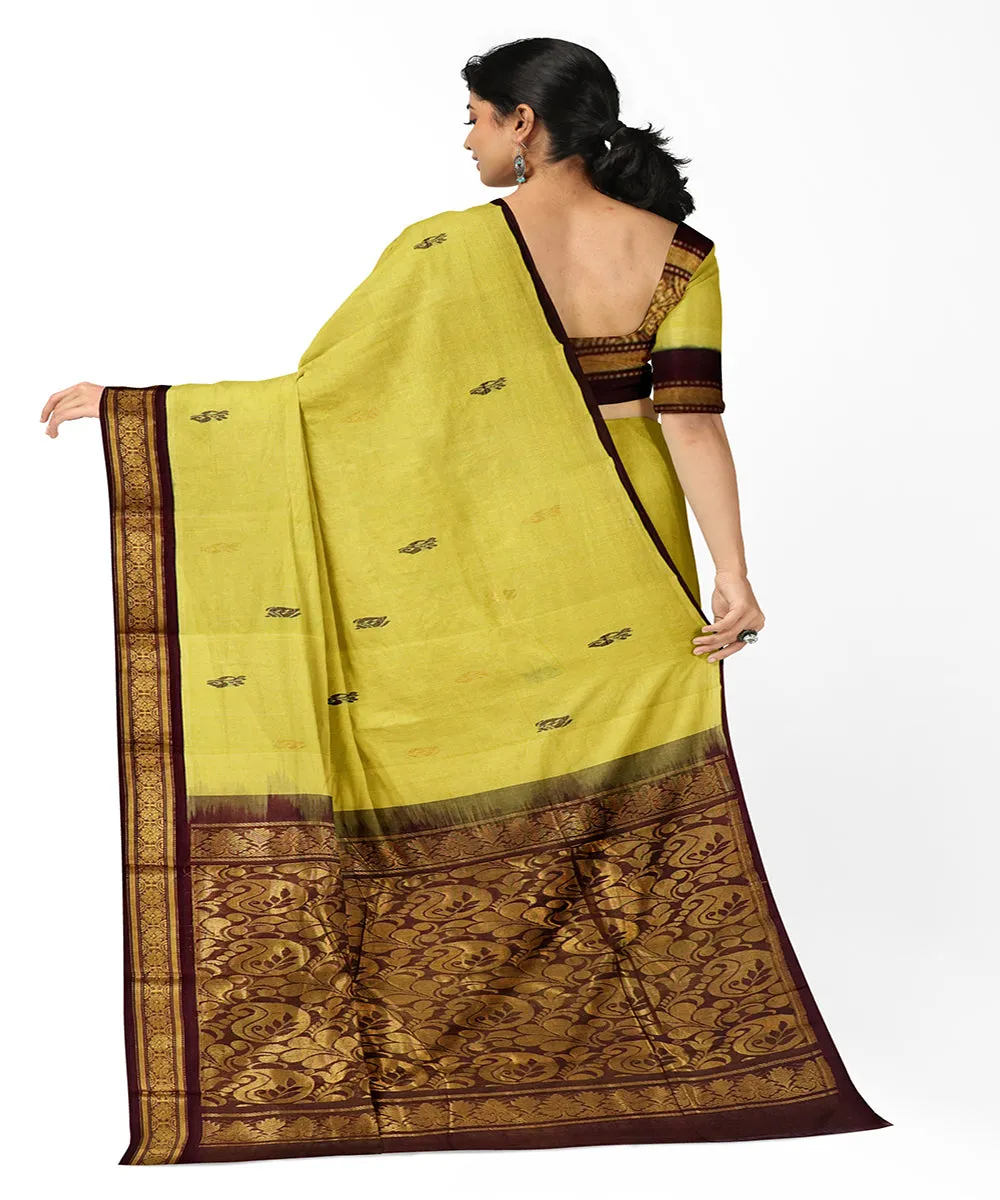 Yellow plain handwoven rajahmundry cotton saree