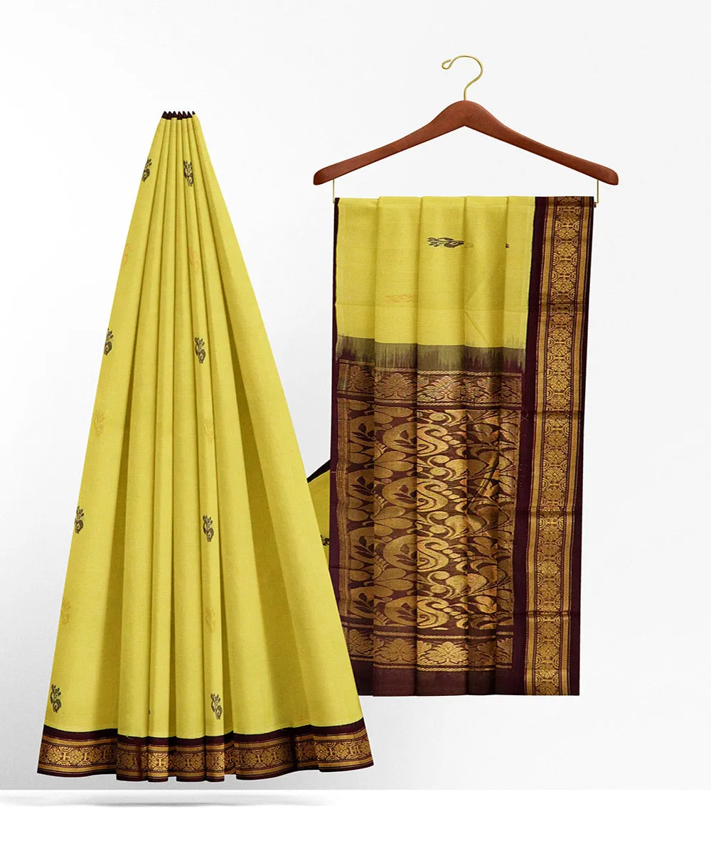 Yellow plain handwoven rajahmundry cotton saree