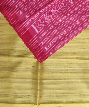 Yellow red tussar silk handloom gopalpur saree